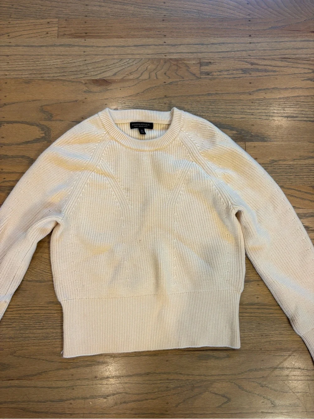 Banana Republic Off-White Crewneck Textured Knit Sweater